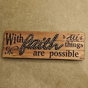 Brand New Faith Silver Studded Wall Plaque Wall Art 27"Lx9"W Heavy